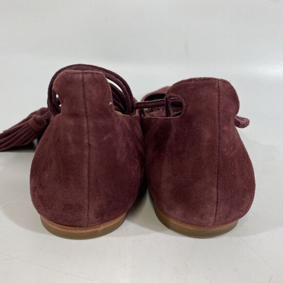Loeffler Randall PENELOP Bordeaux Red Suede Lace Up Pointed Toe Flats, Wms Sz 8 - Picture 6 of 11